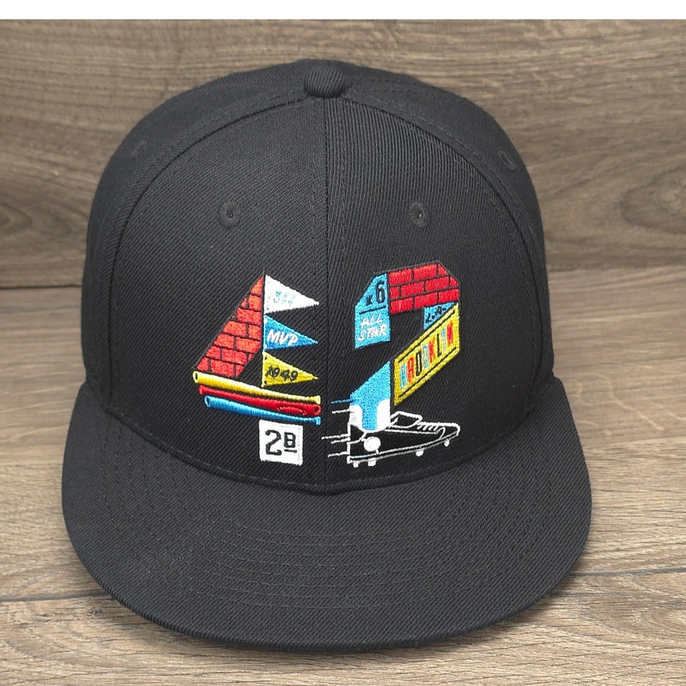 Baseballism Jackie Robinson Hat Cap Mens Snap Back Black MLB Tribute Brooklyn 42